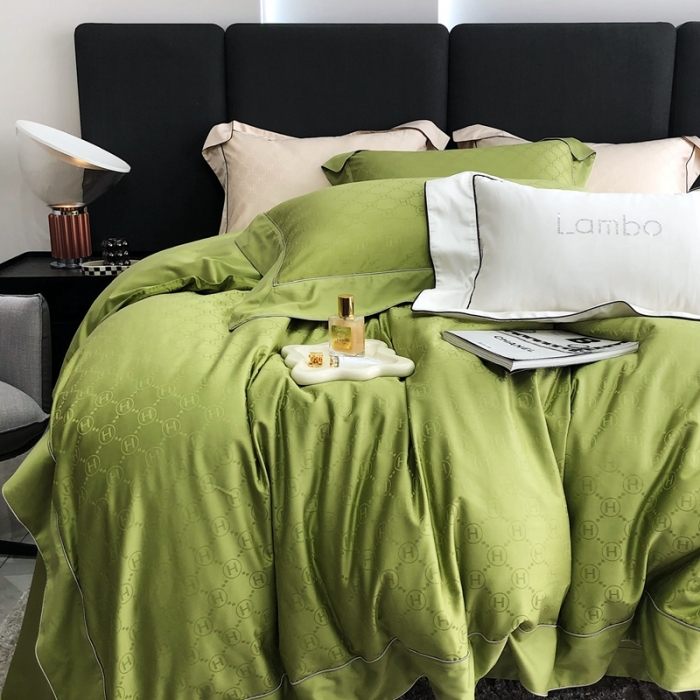 91家纺网 家纺一手货源 找家纺 北辰 2022新款100支全棉四件套-凯莉Kelly 绿