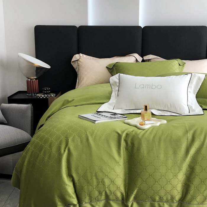 91家纺网 家纺一手货源 找家纺 北辰 2022新款100支全棉四件套-凯莉Kelly 绿