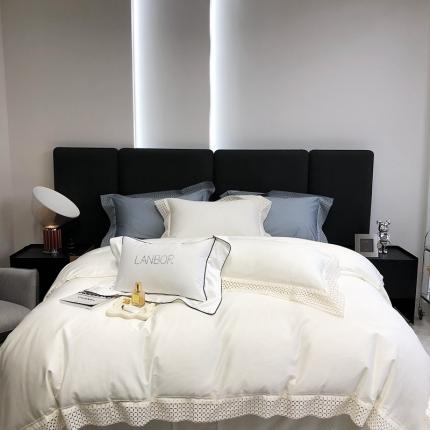 91家纺网 家纺一手货源 找家纺 北辰 2022新款100支澳棉四件套-莫妮卡 白