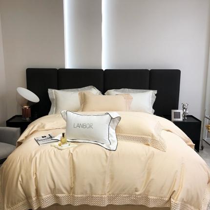 91家纺网 家纺一手货源 找家纺 北辰 2022新款100支澳棉四件套-莫妮卡 金