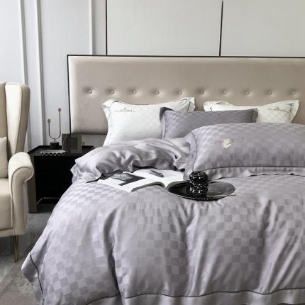 91家纺网 家纺一手货源 找家纺 （总）北辰 2022新款80天丝四件套-天丝棋盘格