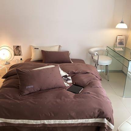 91家纺网 家纺一手货源 找家纺 北辰 2022新款60支水洗提花四件套-雅系列 深咖