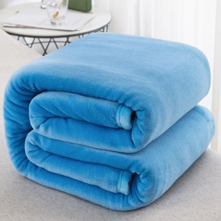 楚梵 高档云貂绒毛毯盖毯法兰绒毛毯午睡毯包边毛毯 海洋蓝