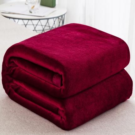 楚梵 高档云貂绒毛毯盖毯法兰绒毛毯午睡毯包边毛毯 酒红色