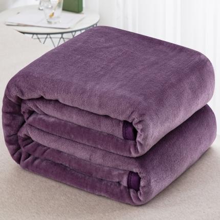 楚梵  高档云貂绒毛毯盖毯法兰绒毛毯午睡毯包边毛毯 深紫色