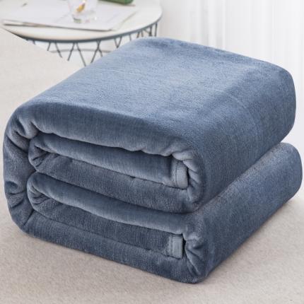 楚梵 高档云貂绒毛毯盖毯法兰绒毛毯午睡毯包边毛毯 灰蓝色