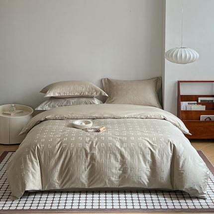 91家纺网 家纺一手货源 找家纺 总酒店酒店 2023款酒店风全棉喷气大提花四件套-香槟色系列