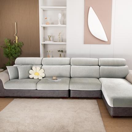 91家纺网 家纺一手货源 找家纺 沐沐家纺 2026新款金丝绒沙发笠 金丝绒-浅中灰