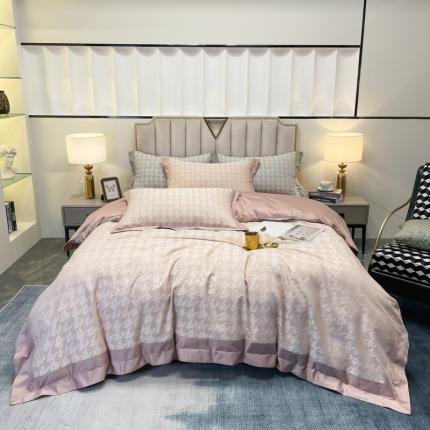 91家纺网 家纺一手货源 找家纺 （总）栩裕纺织 2022全棉50支色织大提花四件套-千鸟集