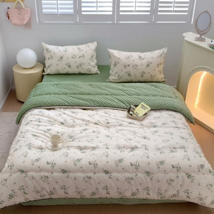 91家纺网 家纺一手货源 找家纺 星期八 2022新款复古碎花豆豆被 栀子花开