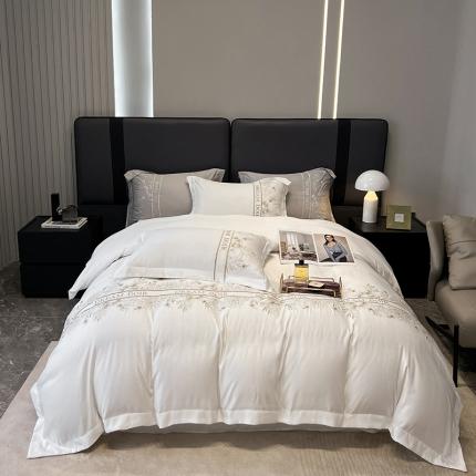 优悦 2023新款轻奢磨毛系列四件套-玛德琳 白