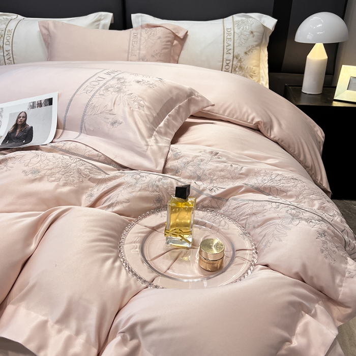 91家纺网 家纺一手货源 找家纺 优悦 2023新款轻奢磨毛系列四件套-玛德琳 粉