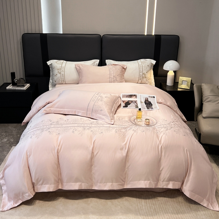 91家纺网 家纺一手货源 找家纺 优悦 2023新款轻奢磨毛系列四件套-玛德琳 粉