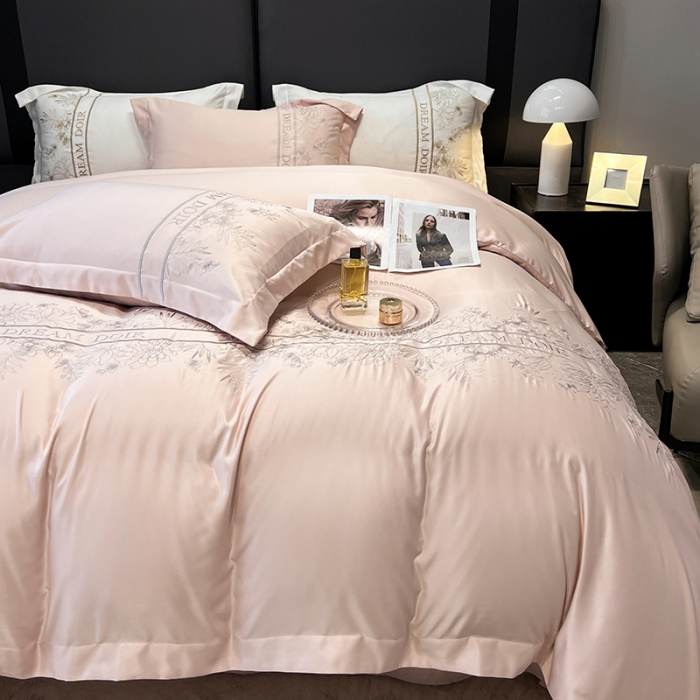 91家纺网 家纺一手货源 找家纺 优悦 2023新款轻奢磨毛系列四件套-玛德琳 粉