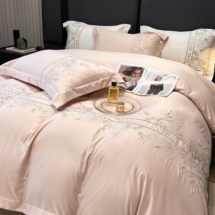 91家纺网 家纺一手货源 找家纺 优悦 2023新款轻奢磨毛系列四件套-玛德琳 粉