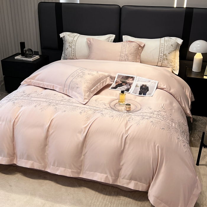 91家纺网 家纺一手货源 找家纺 优悦 2023新款轻奢磨毛系列四件套-玛德琳 粉