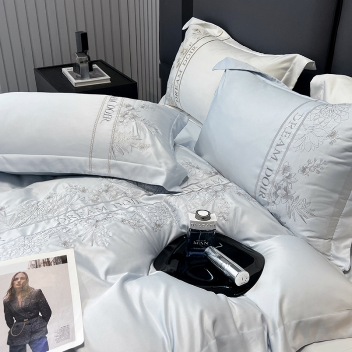 91家纺网 家纺一手货源 找家纺 优悦 2023新款轻奢磨毛系列四件套-玛德琳 蓝