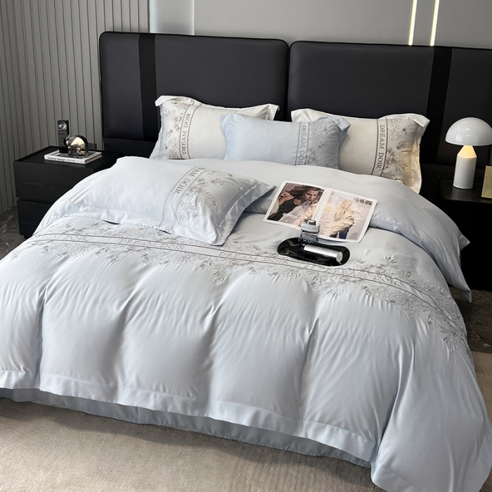 91家纺网 家纺一手货源 找家纺 优悦 2023新款轻奢磨毛系列四件套-玛德琳 蓝