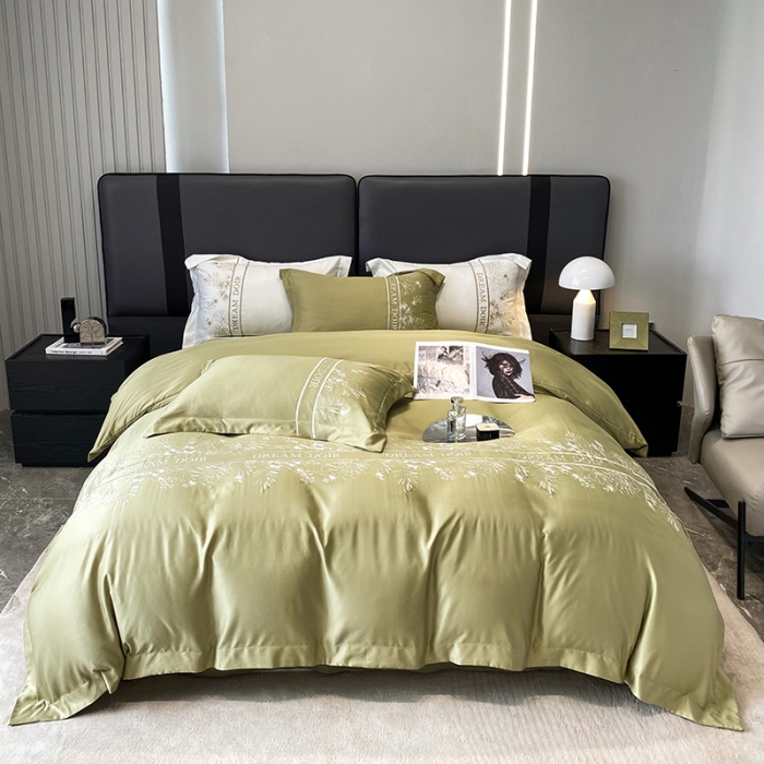 91家纺网 家纺一手货源 找家纺 优悦 2023新款轻奢磨毛系列四件套-玛德琳 绿