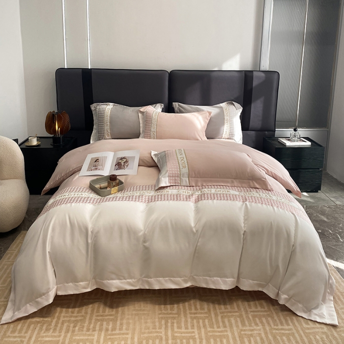 91家纺网 家纺一手货源 找家纺 优悦 2023新款轻奢磨毛系列四件套-伊芙琳 粉