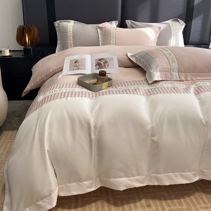 91家纺网 家纺一手货源 找家纺 优悦 2023新款轻奢磨毛系列四件套-伊芙琳 粉