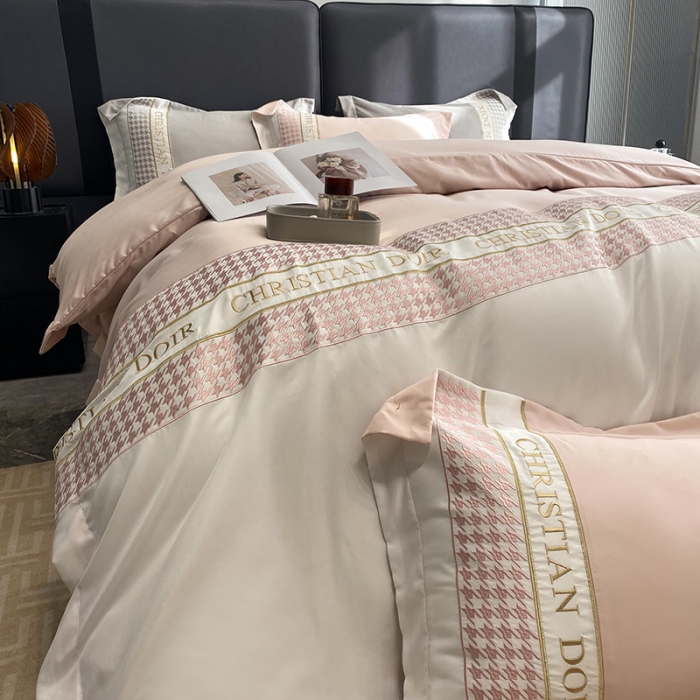 91家纺网 家纺一手货源 找家纺 优悦 2023新款轻奢磨毛系列四件套-伊芙琳 粉