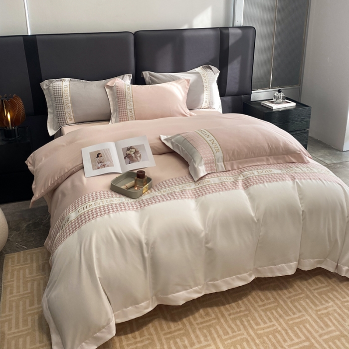 91家纺网 家纺一手货源 找家纺 优悦 2023新款轻奢磨毛系列四件套-伊芙琳 粉