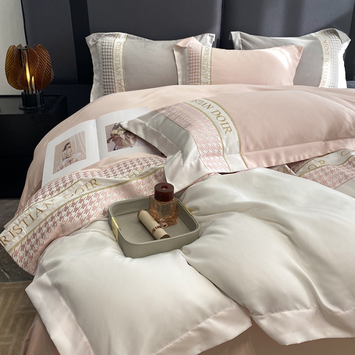 91家纺网 家纺一手货源 找家纺 优悦 2023新款轻奢磨毛系列四件套-伊芙琳 粉