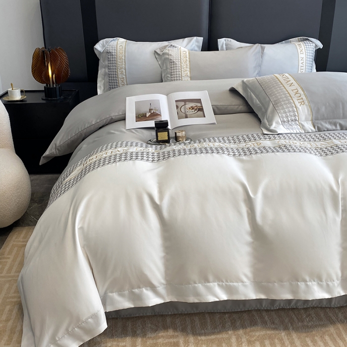 91家纺网 家纺一手货源 找家纺 优悦 2023新款轻奢磨毛系列四件套-伊芙琳 灰