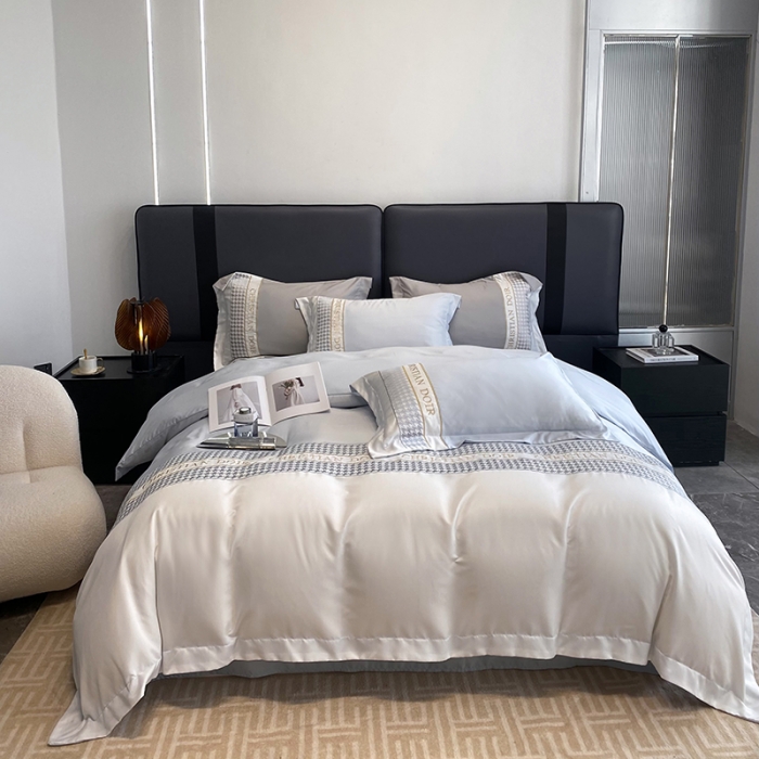 91家纺网 家纺一手货源 找家纺 优悦 2023新款轻奢磨毛系列四件套-伊芙琳 蓝