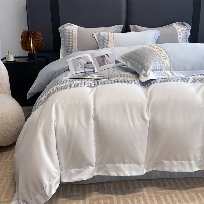 91家纺网 家纺一手货源 找家纺 优悦 2023新款轻奢磨毛系列四件套-伊芙琳 蓝