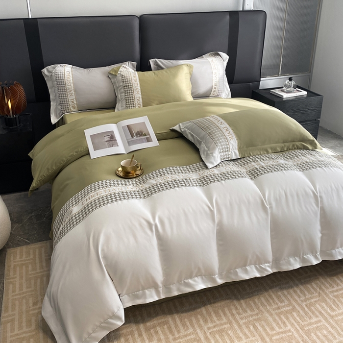 91家纺网 家纺一手货源 找家纺 优悦 2023新款轻奢磨毛系列四件套-伊芙琳 绿