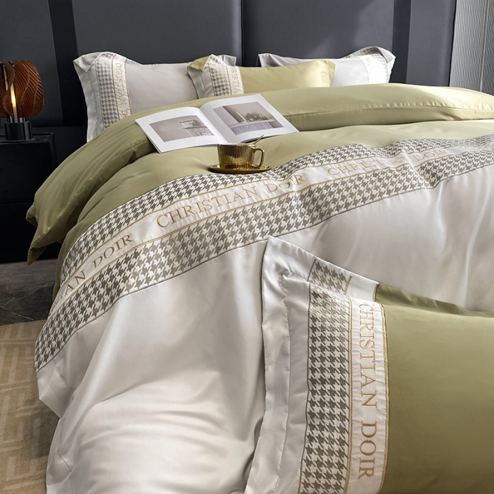 91家纺网 家纺一手货源 找家纺 优悦 2023新款轻奢磨毛系列四件套-伊芙琳 绿