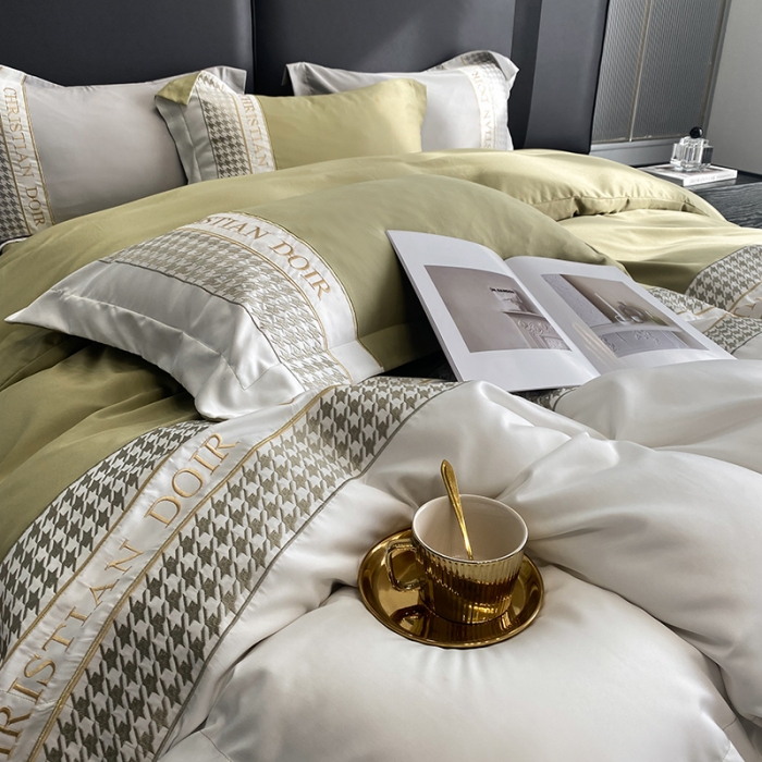 91家纺网 家纺一手货源 找家纺 优悦 2023新款轻奢磨毛系列四件套-伊芙琳 绿