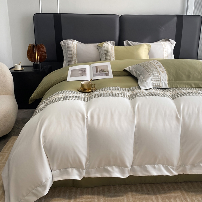 91家纺网 家纺一手货源 找家纺 优悦 2023新款轻奢磨毛系列四件套-伊芙琳 绿