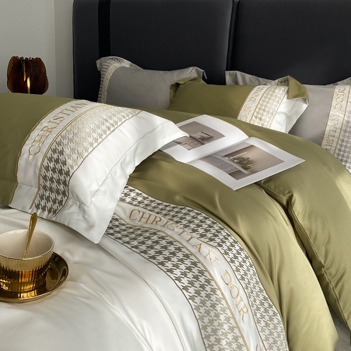 91家纺网 家纺一手货源 找家纺 优悦 2023新款轻奢磨毛系列四件套-伊芙琳 绿