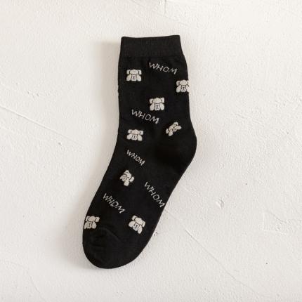 91家纺网 家纺一手货源 找家纺 良品汇馆【卡通小熊女袜】日式无印西川棉袜中筒卡通小熊袜子女款