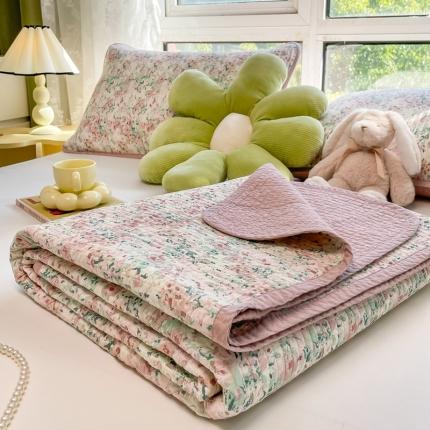 茉夕 新款A类双面纯棉填充新疆棉花四季通用床盖 莱茵粉