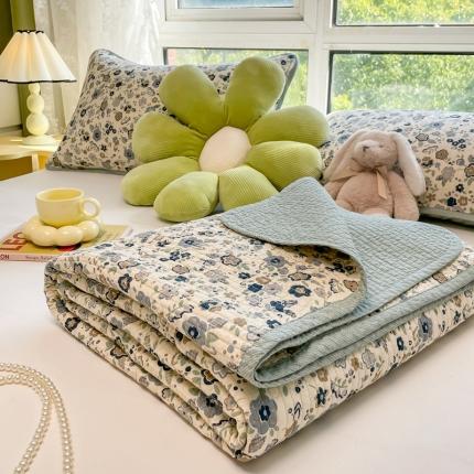 茉夕 新款A类双面纯棉填充新疆棉花四季通用床盖 莱茵蓝