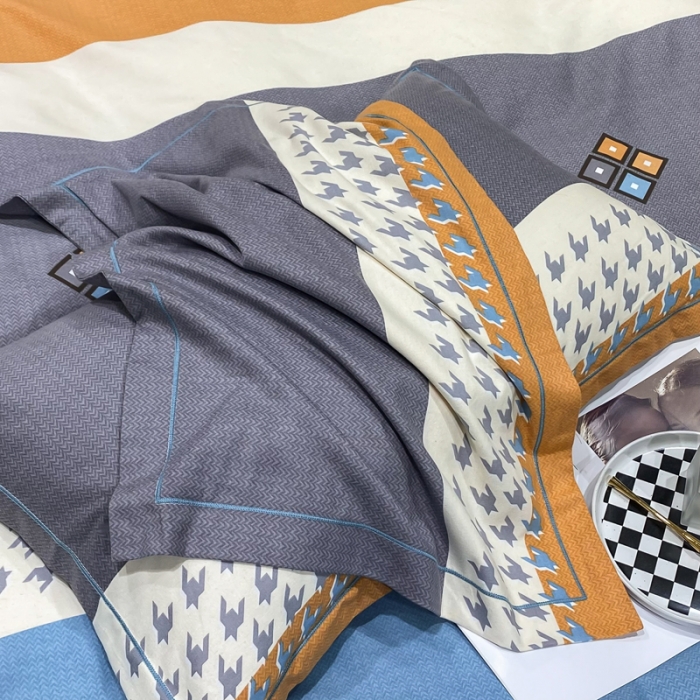 91家纺网 家纺一手货源 找家纺 金纱玉纺 2023新款全棉加厚磨毛四件套 艾伦