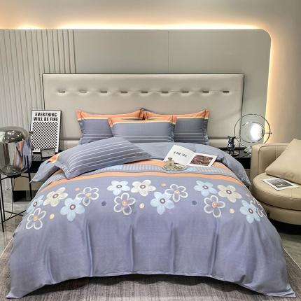 金纱玉纺 2023新款全棉加厚磨毛四件套 花城-灰