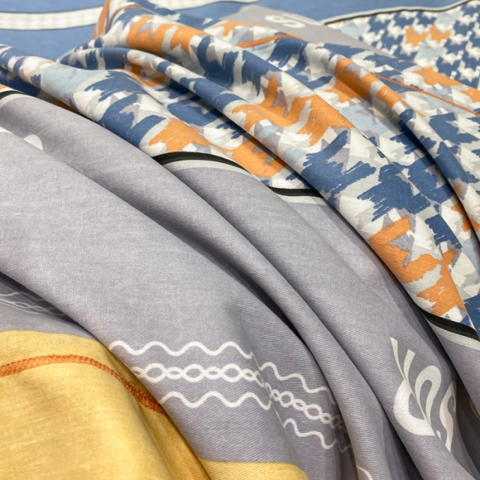 91家纺网 家纺一手货源 找家纺 金纱玉纺 2023新款全棉加厚磨毛四件套 千鸟格-蓝