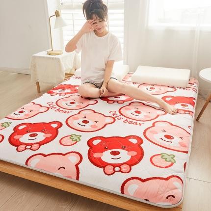 依可心 2023新款加厚水洗棉磨毛绗缝床垫 草莓小熊