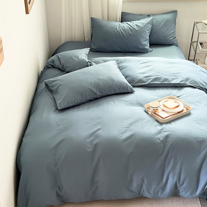 91家纺网 家纺一手货源 找家纺 十里居 2022新款40支13372全棉纯色四件套 魅蓝