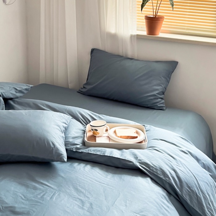 91家纺网 家纺一手货源 找家纺 十里居 2022新款40支13372全棉纯色四件套 魅蓝