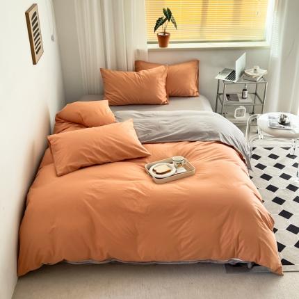 十里居 2022新款40支13372全棉纯色四件套 甜桔+浅灰