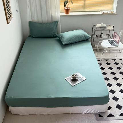 十里居 2022新款40支13372全棉纯色床笠 湖绿