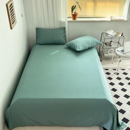 十里居 2022新款40支13372全棉纯色床单 湖绿