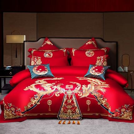 用心 高端长绒棉婚庆重工绣花婚庆四件套多件套 龙腾盛世