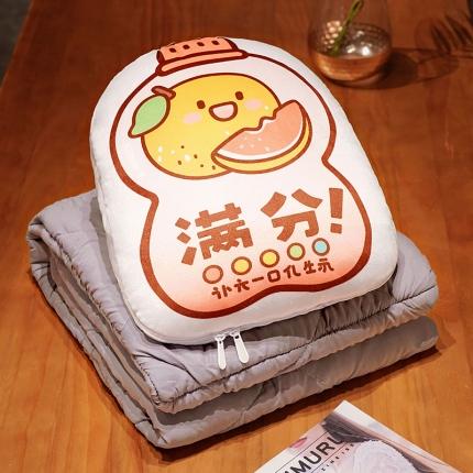 91家纺网 家纺一手货源 找家纺 仟亿莱 2022新款气泡水抱枕被 元气香橙